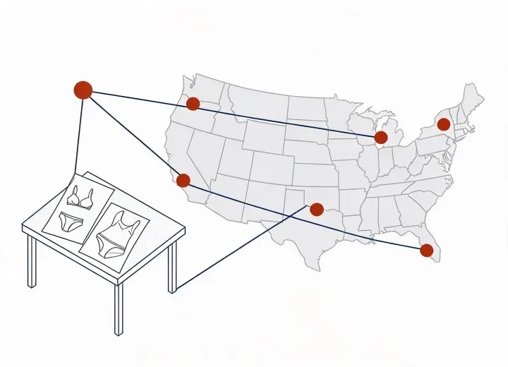 US swimwear sourcing route illustration