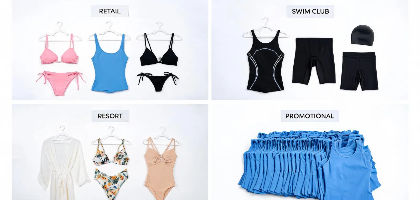 Swimwear assortment for retail, club and resort programs